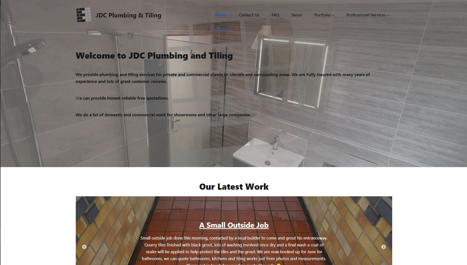 JDC Plumbing and Tiling website screenshot